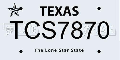 TCS7870 Texas License Plate
