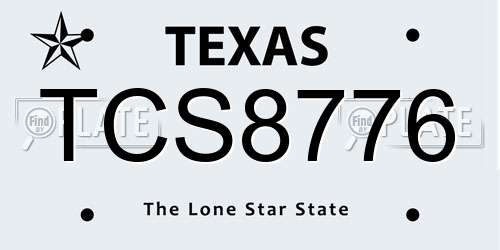 TCS8776 Texas License Plate