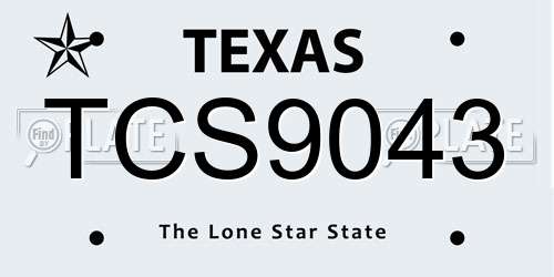 TCS9043 Texas License Plate