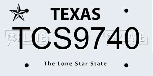 TCS9740 Texas License Plate
