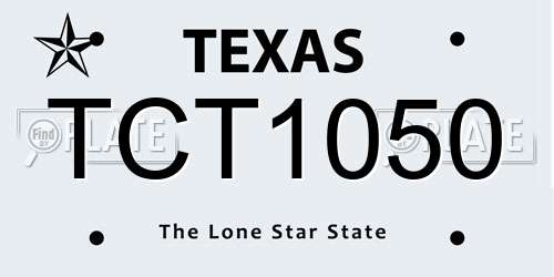 TCT1050 Texas License Plate