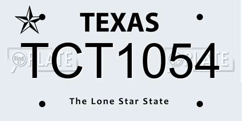 TCT1054 Texas License Plate