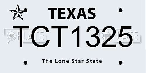 TCT1325 Texas License Plate