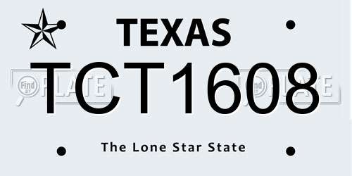 TCT1608 Texas License Plate