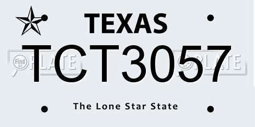 TCT3057 Texas License Plate
