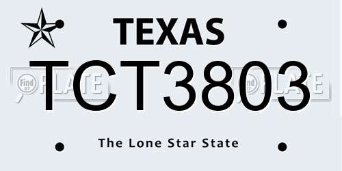 TCT3803 Texas License Plate