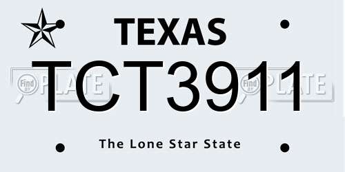 TCT3911 Texas License Plate