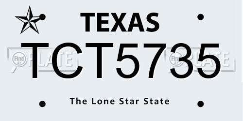 TCT5735 Texas License Plate