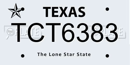 TCT6383 Texas License Plate