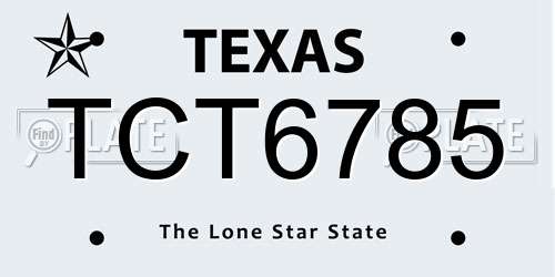 TCT6785 Texas License Plate
