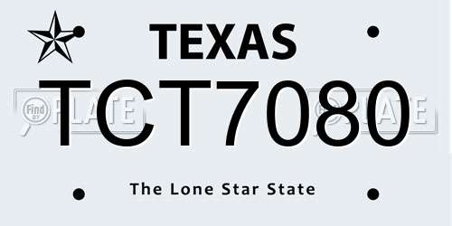 TCT7080 Texas License Plate
