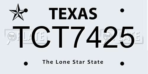 TCT7425 Texas License Plate