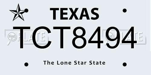TCT8494 Texas License Plate