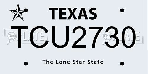 TCU2730 Texas License Plate