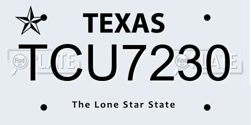 TCU7230 Texas License Plate