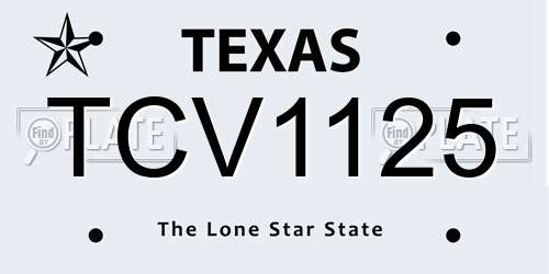 TCV1125 Texas License Plate