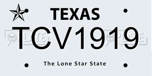 TCV1919 Texas License Plate