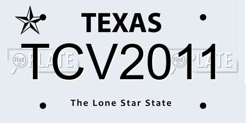 TCV2011 Texas License Plate