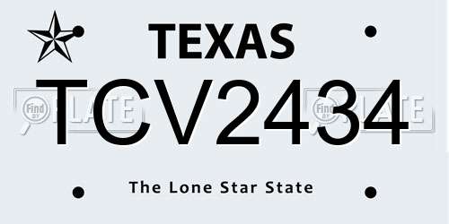 TCV2434 Texas License Plate