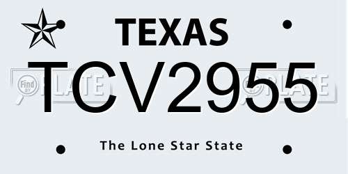 TCV2955 Texas License Plate