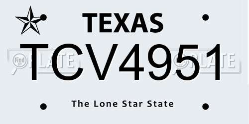TCV4951 Texas License Plate