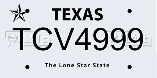TCV4999 Texas License Plate