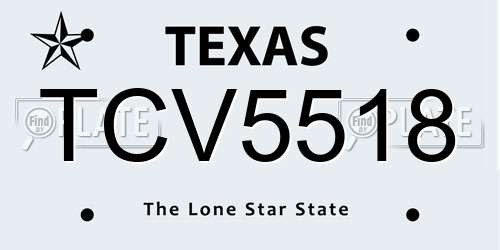 TCV5518 Texas License Plate