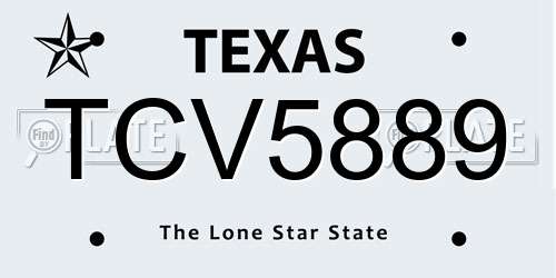 TCV5889 Texas License Plate
