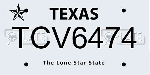 TCV6474 Texas License Plate