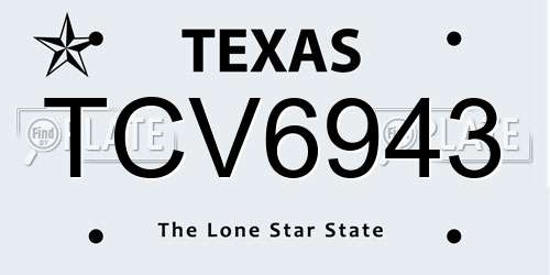 TCV6943 Texas License Plate