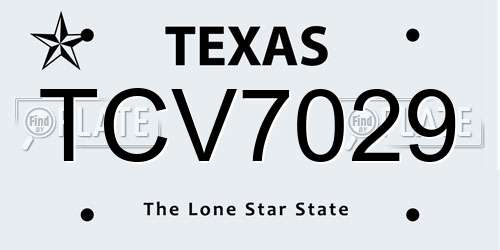 TCV7029 Texas License Plate