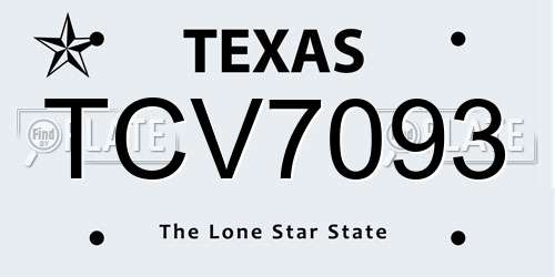 TCV7093 Texas License Plate