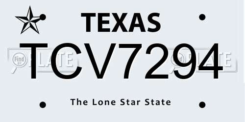 TCV7294 Texas License Plate