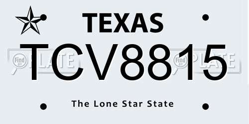 TCV8815 Texas License Plate