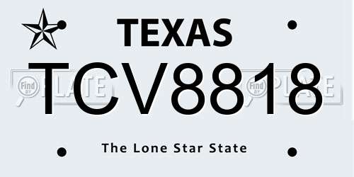 TCV8818 Texas License Plate
