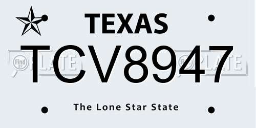 TCV8947 Texas License Plate