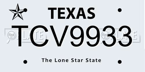 TCV9933 Texas License Plate