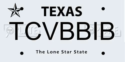 TCVBBIB Texas License Plate