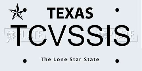 TCVSSIS Texas License Plate