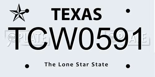 TCW0591 Texas License Plate