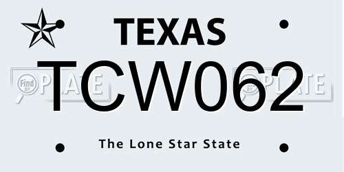 TCW062 Texas License Plate