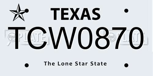 TCW0870 Texas License Plate