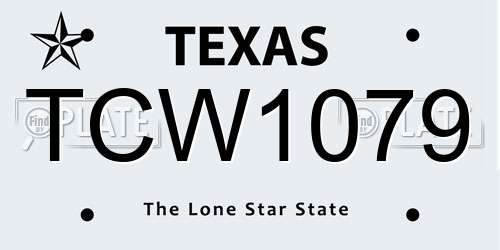 TCW1079 Texas License Plate