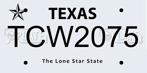 TCW2075 Texas License Plate
