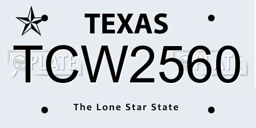 TCW2560 Texas License Plate