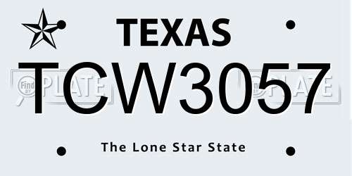 TCW3057 Texas License Plate
