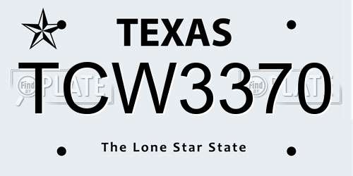 TCW3370 Texas License Plate