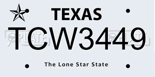 TCW3449 Texas License Plate