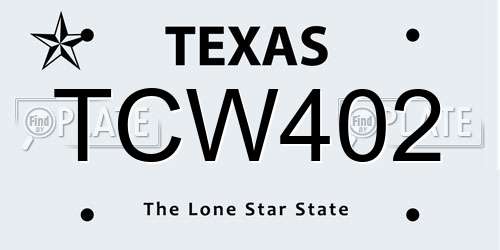 TCW402 Texas License Plate