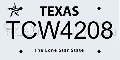 TCW4208 Texas License Plate